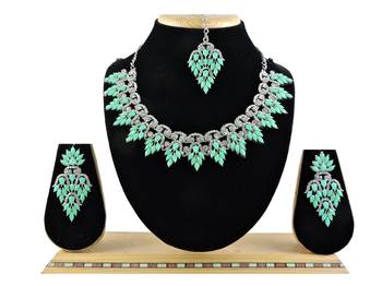 Green designer premium festive wear necklace set 1