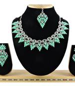 Green designer premium festive wear necklace set