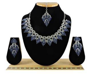 Blue designer premium festive wear necklace set 1