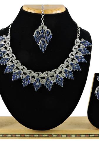 Blue designer premium festive wear necklace set