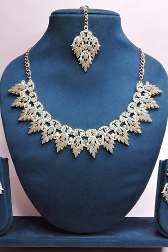 Grey designer premium festive wear necklace set