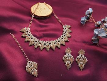 Grey designer premium festive wear necklace set 2