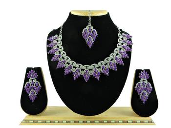 Purple designer premium festive wear necklace set 1
