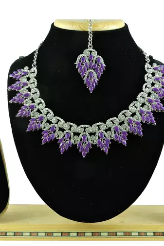 Purple designer premium festive wear necklace set