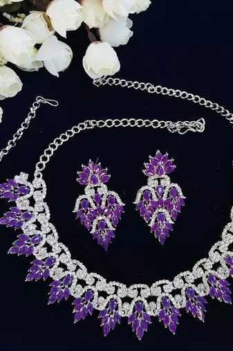 Purple designer premium festive wear necklace set