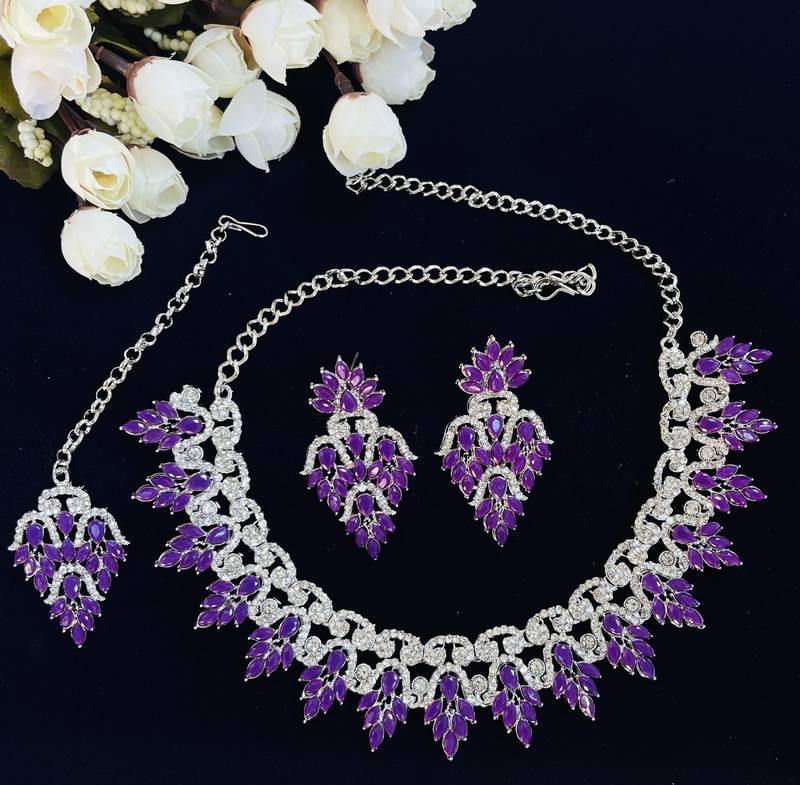 Purple designer premium festive wear necklace set