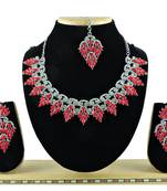 Red designer premium festive wear necklace set