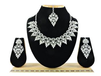 White designer premium festive wear necklace set 1