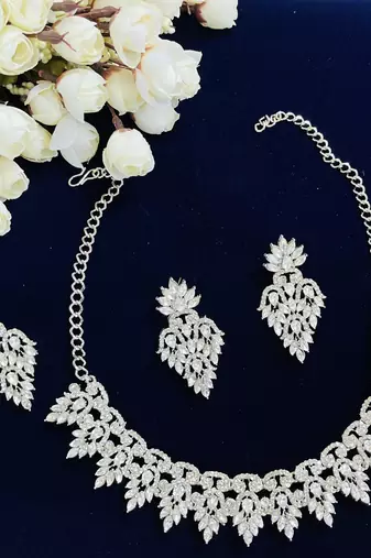 White designer premium festive wear necklace set