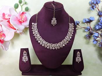 Gold designer premium festive wear necklace set 1