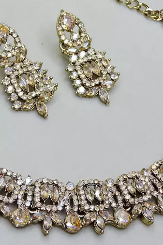 Gold designer premium festive wear necklace set