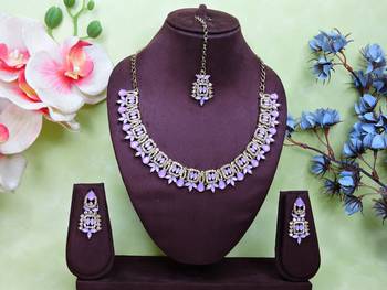 Purple designer premium festive wear necklace set 1