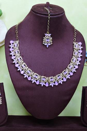 Purple designer premium festive wear necklace set