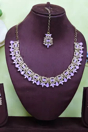 Purple designer premium festive wear necklace set