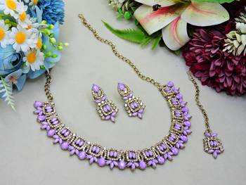 Purple designer premium festive wear necklace set 2