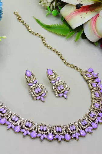 Purple designer premium festive wear necklace set