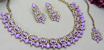 Purple designer premium festive wear necklace set 3