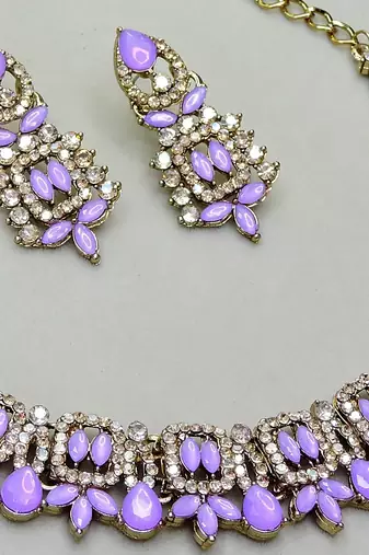 Purple designer premium festive wear necklace set