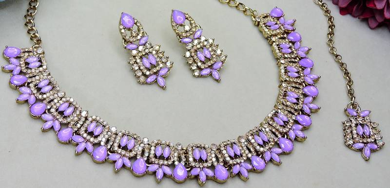 Purple designer premium festive wear necklace set