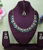 green designer premium festive wear necklace set