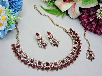 Maroon designer premium festive wear necklace set 2