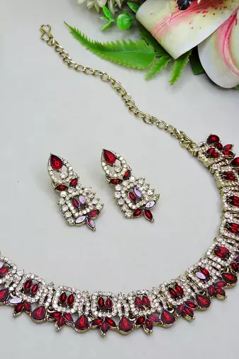 Maroon designer premium festive wear necklace set