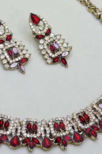 Maroon designer premium festive wear necklace set