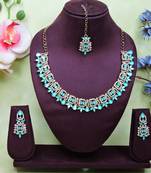 Green designer premium festive wear necklace set