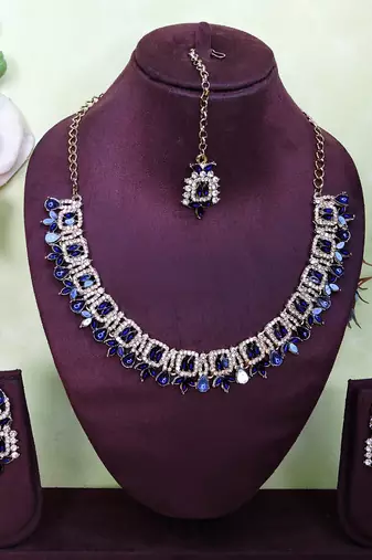 Blue designer premium festive wear necklace set