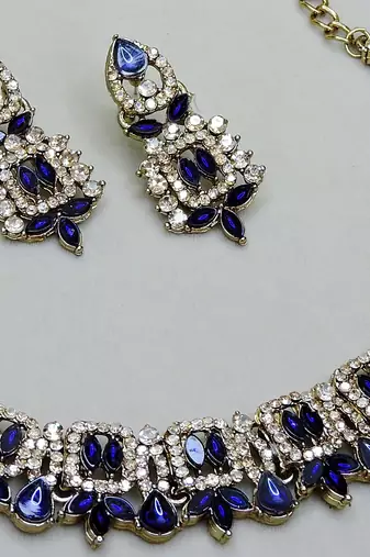 Blue designer premium festive wear necklace set