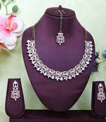 Pink designer premium festive wear necklace set