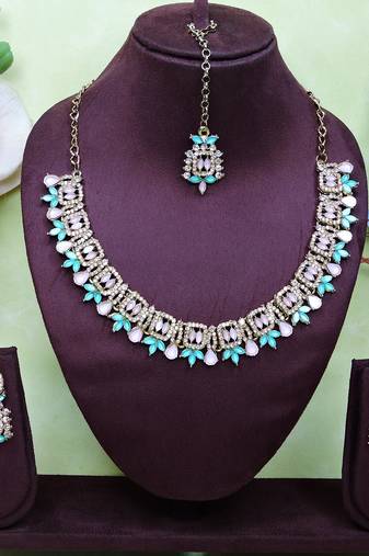 Multicolor designer premium festive wear necklace set