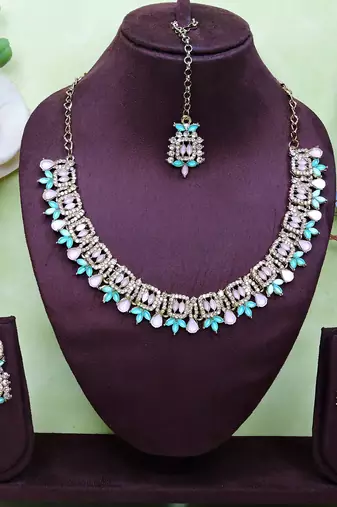 Multicolor designer premium festive wear necklace set