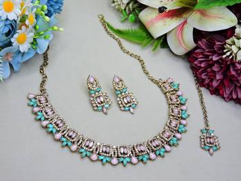 Multicolor designer premium festive wear necklace set 2
