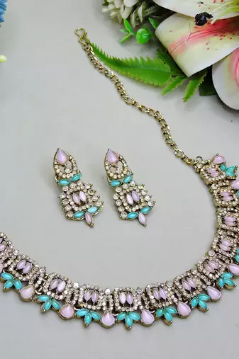 Multicolor designer premium festive wear necklace set