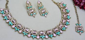 Multicolor designer premium festive wear necklace set 3