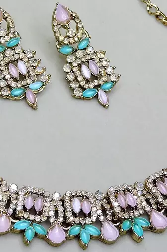 Multicolor designer premium festive wear necklace set