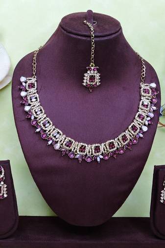 Purple designer premium festive wear necklace set