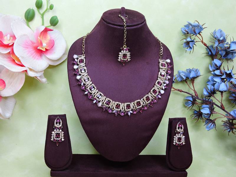 Purple designer premium festive wear necklace set