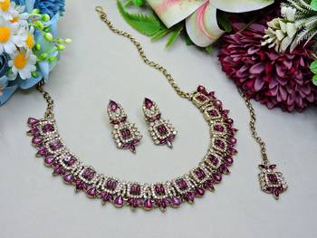 Purple designer premium festive wear necklace set 2