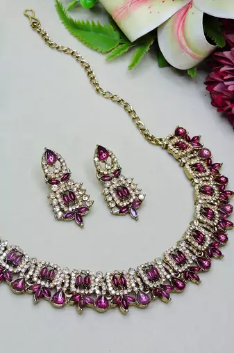 Purple designer premium festive wear necklace set