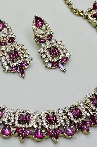 Purple designer premium festive wear necklace set
