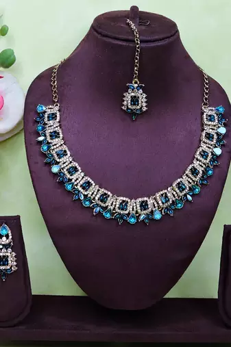 Turquoise designer premium festive wear necklace set