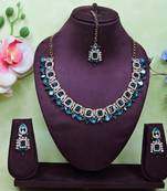 Turquoise designer premium festive wear necklace set
