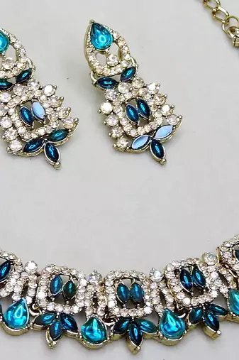 Turquoise designer premium festive wear necklace set