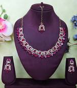 Pink designer premium festive wear necklace set