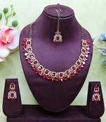 Red designer premium festive wear necklace set