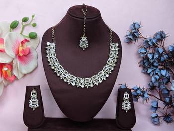 White designer premium festive wear necklace set 1
