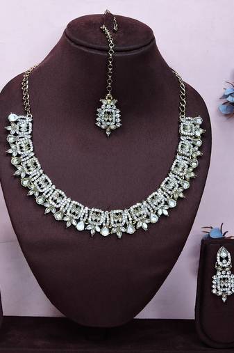 White designer premium festive wear necklace set