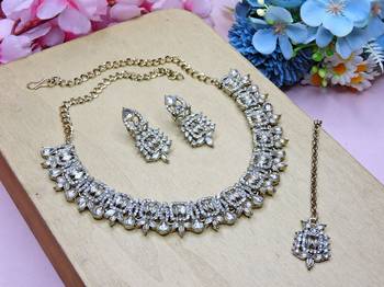 White designer premium festive wear necklace set 2